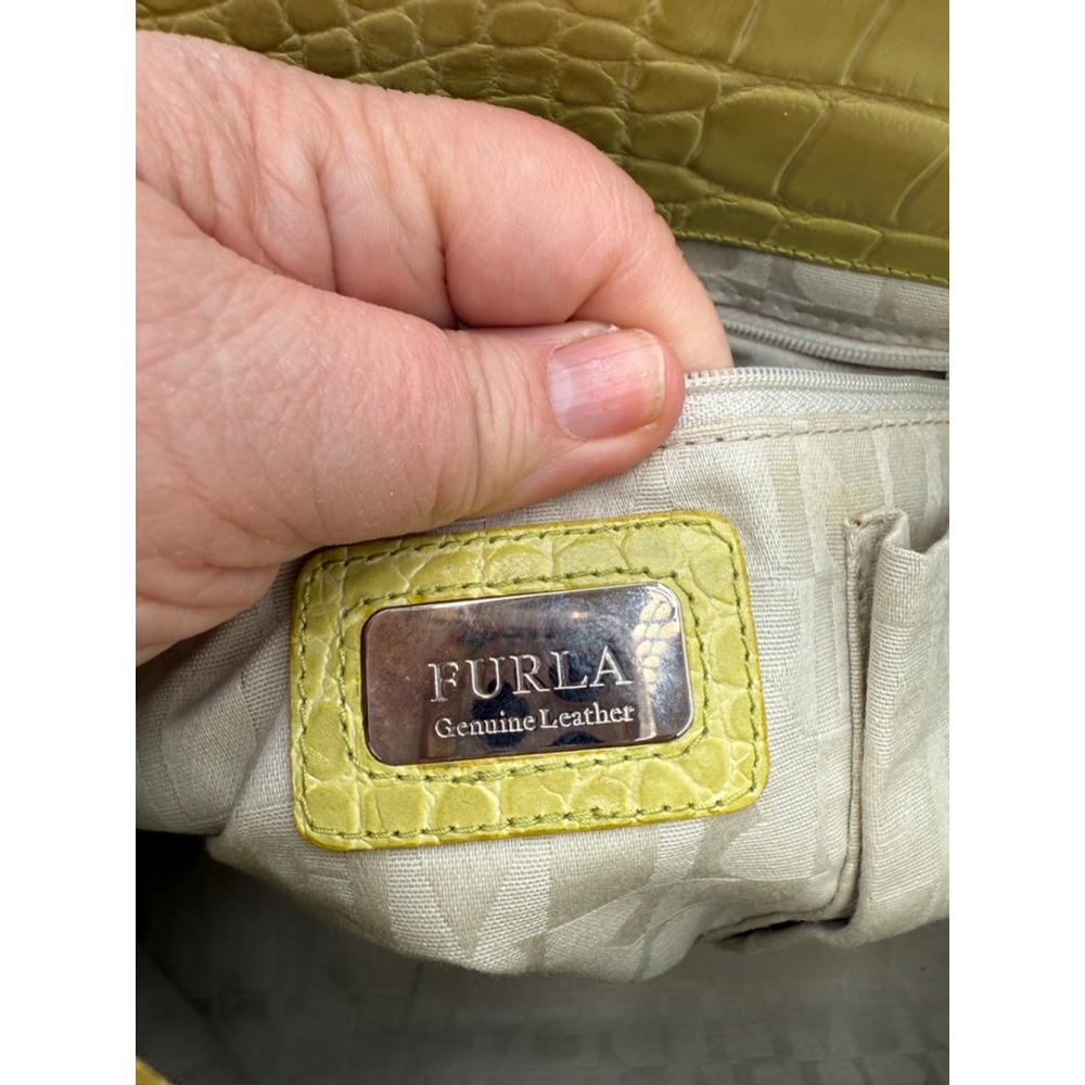 Furla Lime Croc-Embossed Leather Top-Handle Tote - Picture 13 of 14